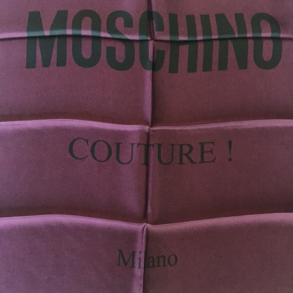 Moschino Couture Milano Scarf Silk 20x20 Purple - Picture 3 of 10